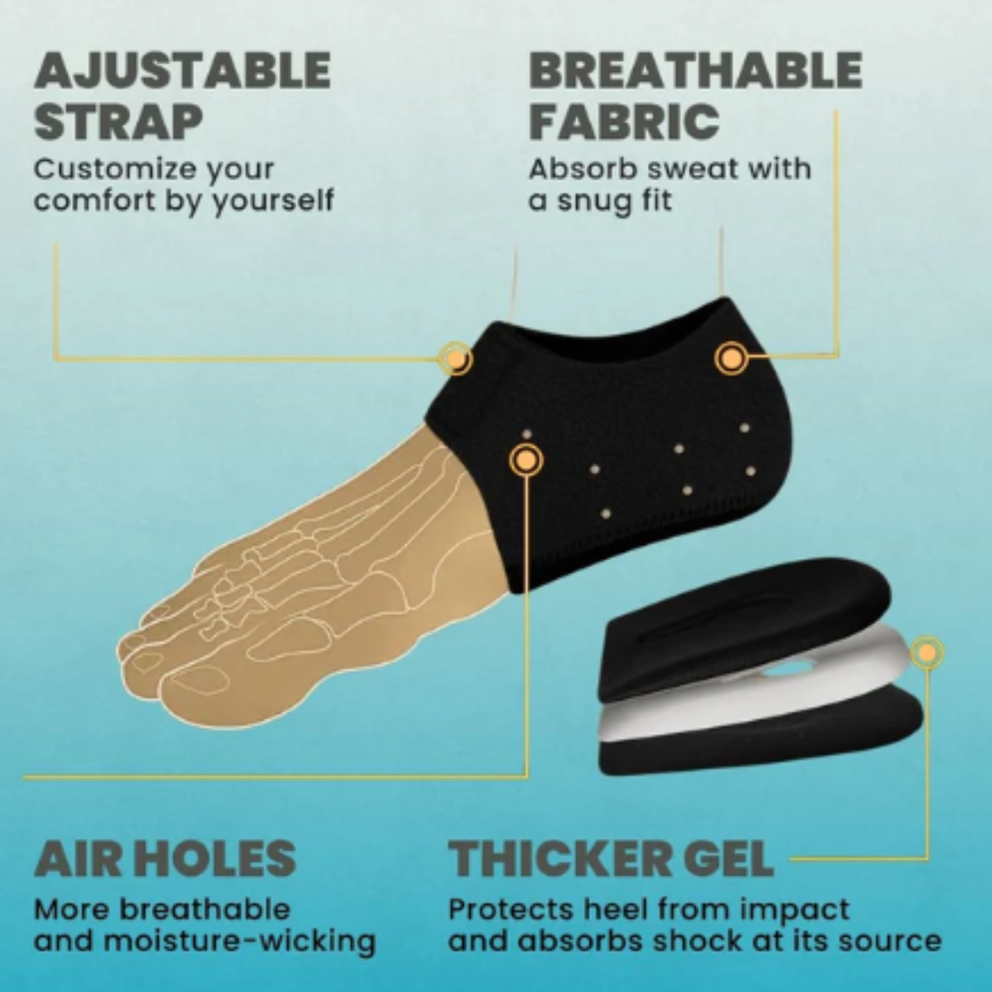 Premium Gel Socks Heel Protecto rand Heels Quick Recovery